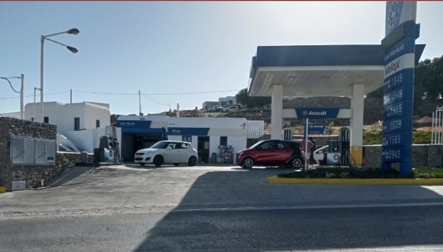 Η μπάνκα στον αέρα με βενζινάδικο της Μυκόνου