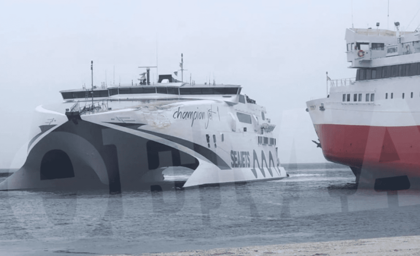 Σύγκρουση πλοίων στο λιμάνι της Τήνου