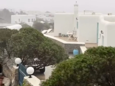 Η κακοκαιρία “Bettina” χτύπησε έντονα την Μύκονο και δημιούργησε προβλήματα